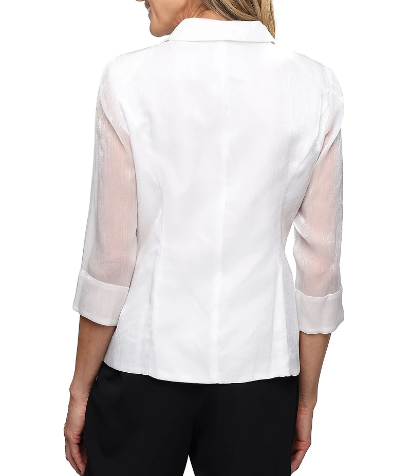 Alex Evenings Yorkyu 3/4 Sleeve Button Front Collared Blouse