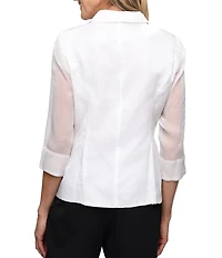 Alex Evenings Yorkyu 3/4 Sleeve Button Front Collared Blouse