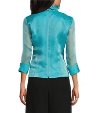 Alex Evenings Yoryu Chiffon Ruffle V-Neck Illusion 3/4 Sleeve Blouse