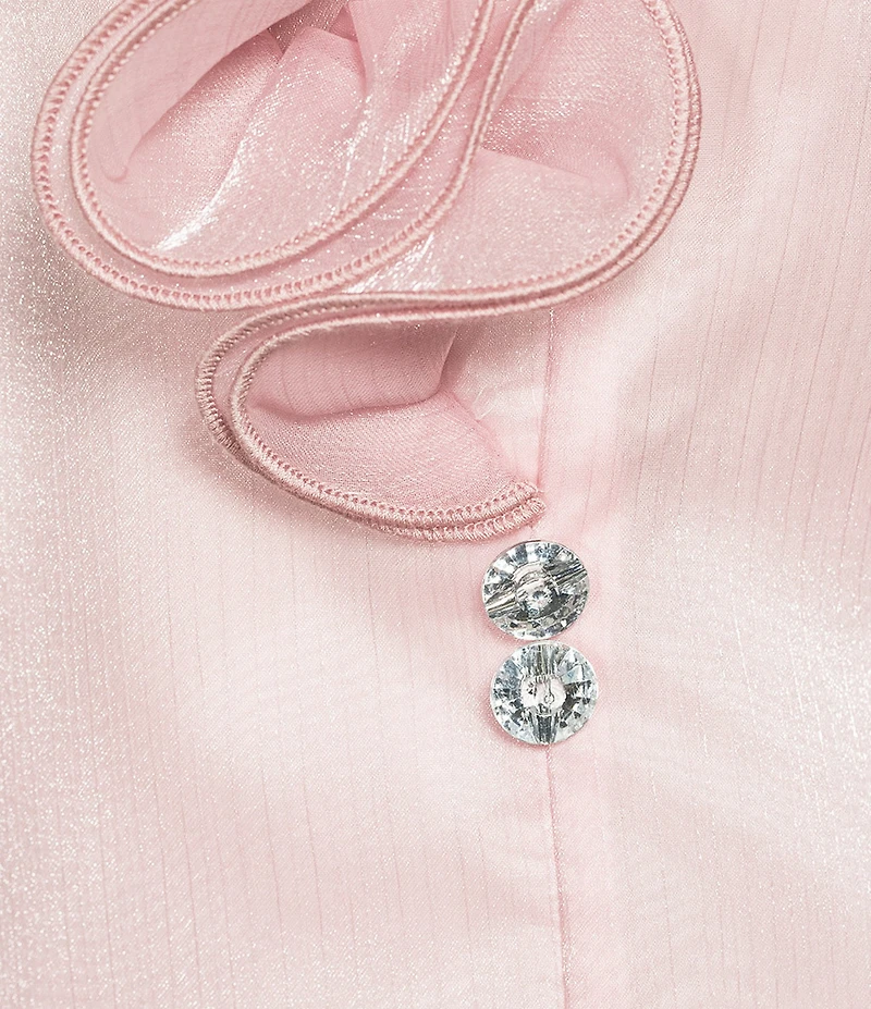 Alex Evenings Yoryu Chiffon Ruffle V-Neck Illusion 3/4 Sleeve Blouse