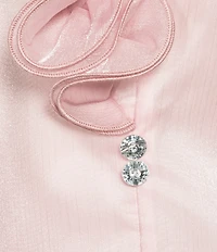 Alex Evenings Yoryu Chiffon Ruffle V-Neck Illusion 3/4 Sleeve Blouse