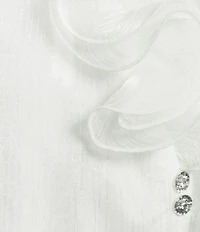 Alex Evenings Yoryu Chiffon Ruffle V-Neck Illusion 3/4 Sleeve Blouse