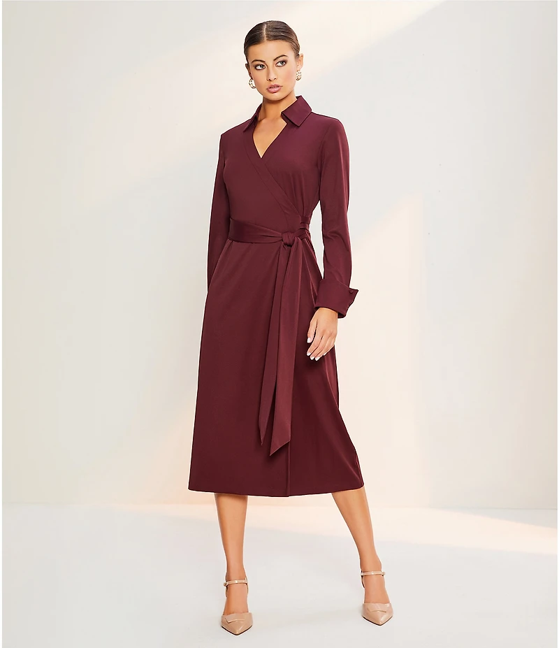 Alex Marie Adaline Jetset-Tech Super Stretch Wrap Midi Dress