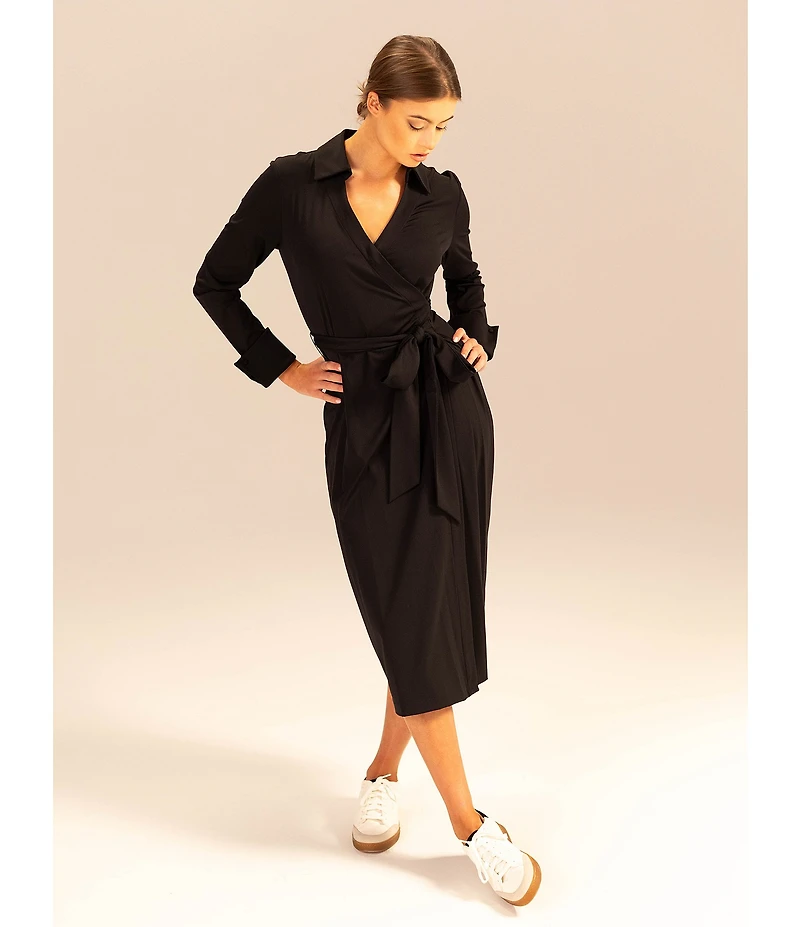 Alex Marie Adaline Jetset-Tech Super Stretch Wrap Midi Dress