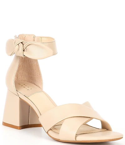 Alex Marie Adeline Leather Bow Block Heel Sandals