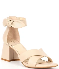 Alex Marie Adeline Leather Bow Block Heel Sandals