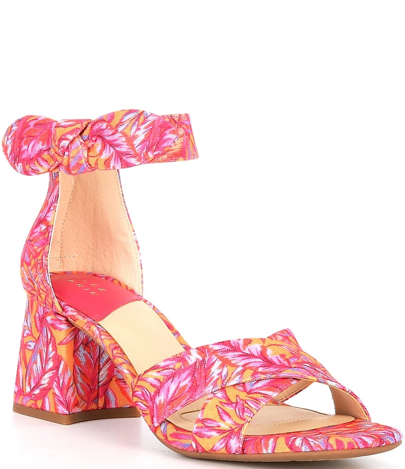 Alex Marie Adeline Printed Bow Block Heel Sandals