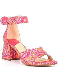 Alex Marie Adeline Printed Bow Block Heel Sandals