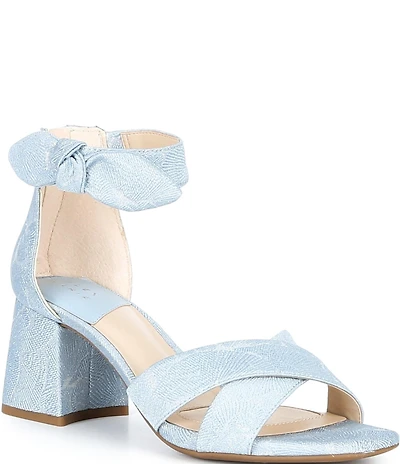 Alex Marie Adeline Shimmer Brocade Bow Block Heel Sandals