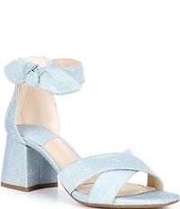 Alex Marie Adeline Shimmer Brocade Bow Block Heel Sandals