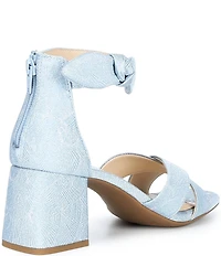 Alex Marie Adeline Shimmer Brocade Bow Block Heel Sandals