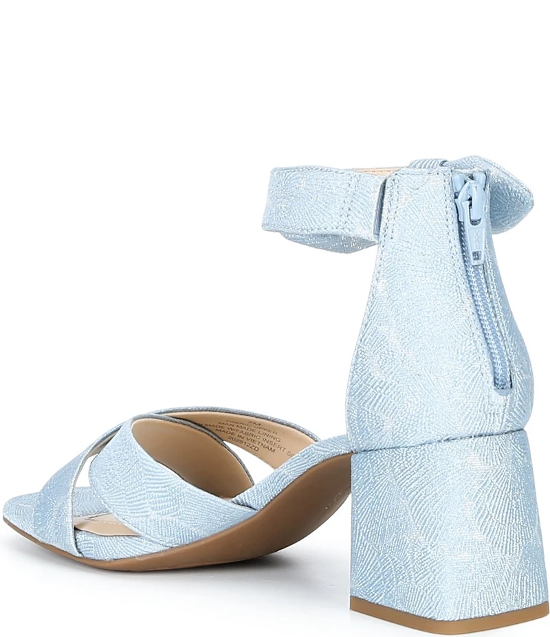 Alex Marie Adeline Shimmer Brocade Bow Block Heel Sandals