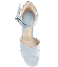 Alex Marie Adeline Shimmer Brocade Bow Block Heel Sandals