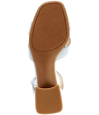 Alex Marie Adeline Shimmer Brocade Bow Block Heel Sandals