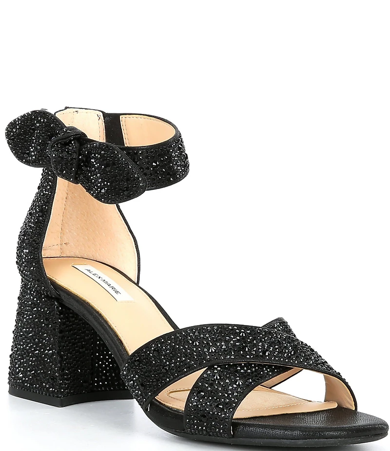 Alex Marie Adeline Rhinestone Bow Block Heel Sandals