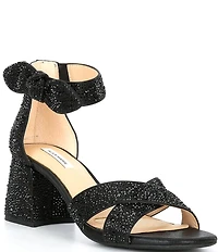 Alex Marie Adeline Rhinestone Bow Block Heel Sandals