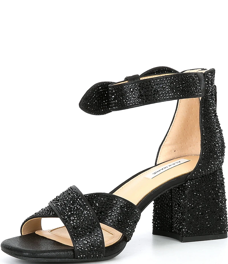Alex Marie Adeline Rhinestone Bow Block Heel Sandals