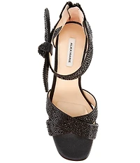 Alex Marie Adeline Rhinestone Bow Block Heel Sandals