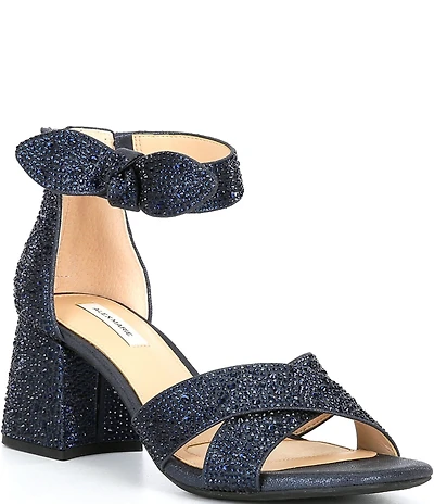 Alex Marie Adeline Rhinestone Bow Block Heel Sandals