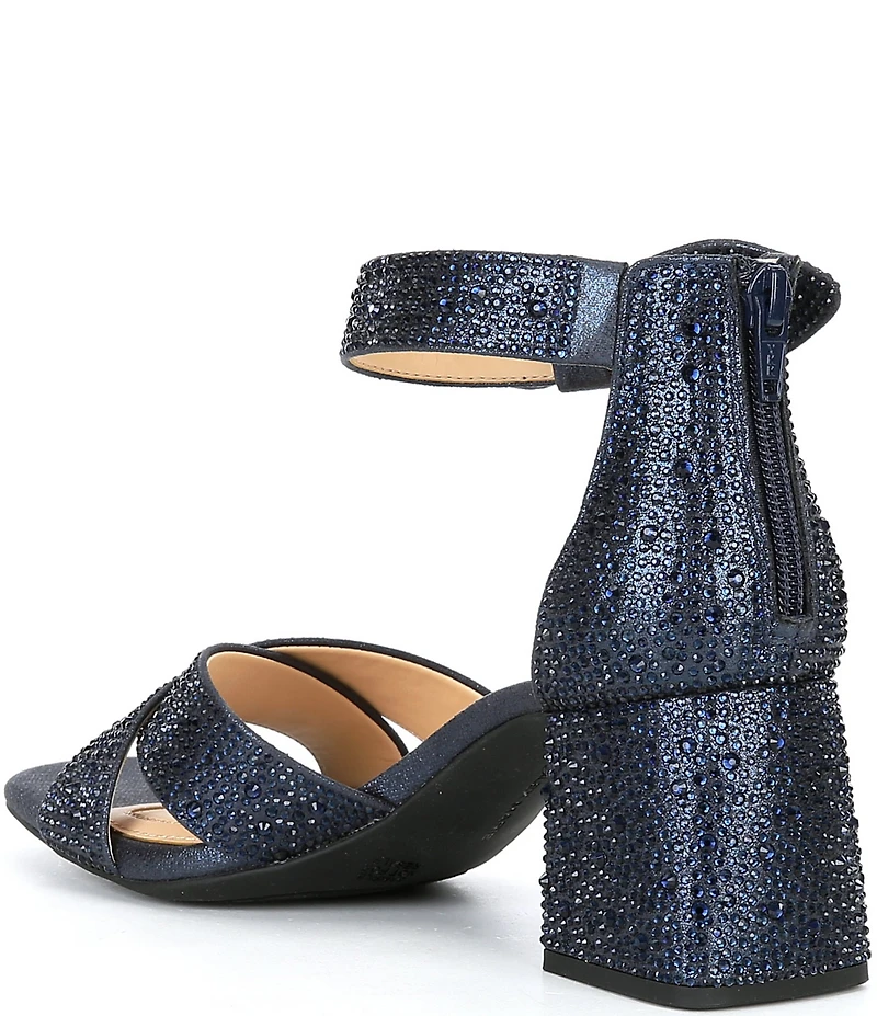 Alex Marie Adeline Rhinestone Bow Block Heel Sandals