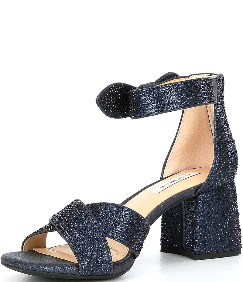 Alex Marie Adeline Rhinestone Bow Block Heel Sandals