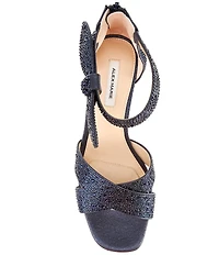 Alex Marie Adeline Rhinestone Bow Block Heel Sandals