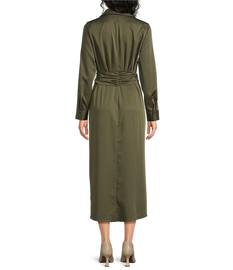 Alex Marie Adriana Collared Long Sleeve Button Front Dress