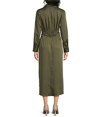 Alex Marie Adriana Collared Long Sleeve Button Front Dress