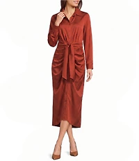 Alex Marie Adriana Collared Long Sleeve Button Front Dress
