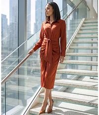 Alex Marie Adriana Collared Long Sleeve Button Front Dress