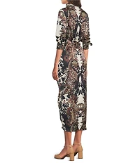 Alex Marie Adriana Collared Tie Waist Midi Dress