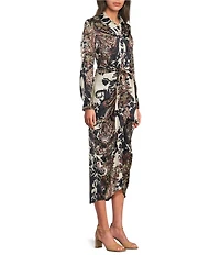 Alex Marie Adriana Collared Tie Waist Midi Dress