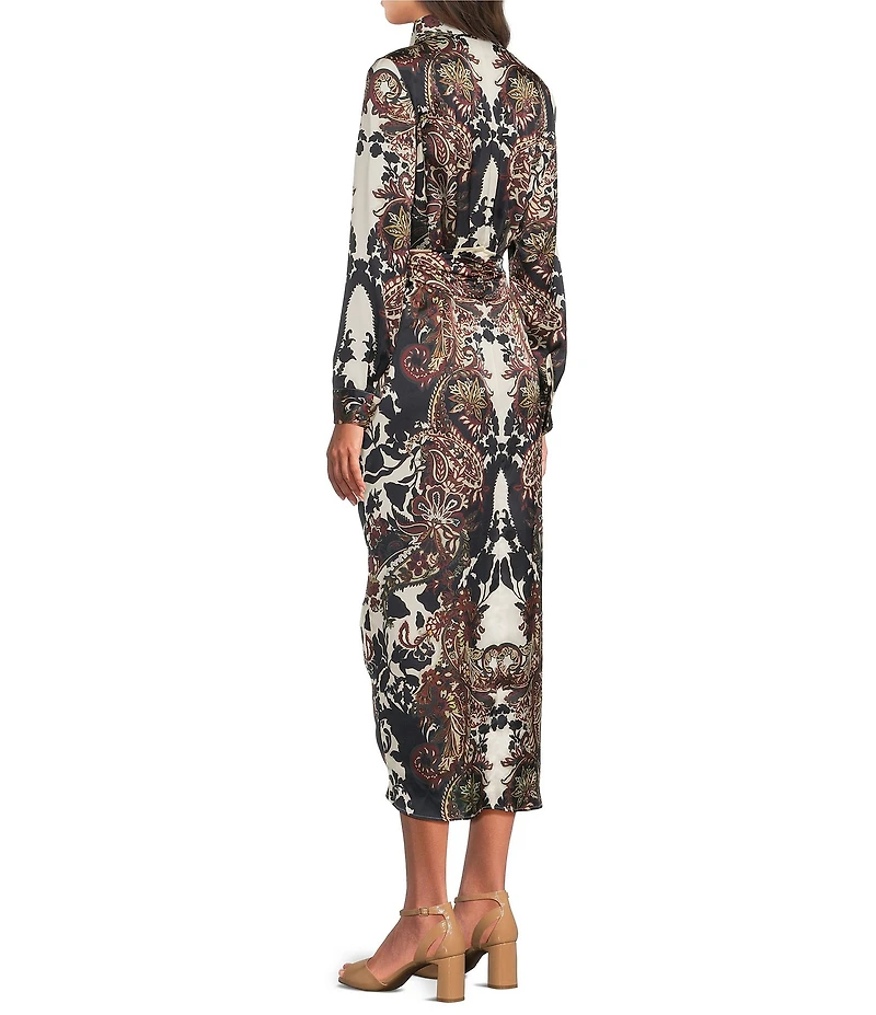 Alex Marie Adriana Collared Tie Waist Midi Dress