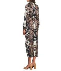 Alex Marie Adriana Collared Tie Waist Midi Dress