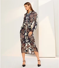 Alex Marie Adriana Collared Tie Waist Midi Dress
