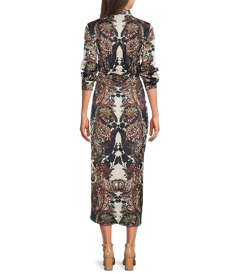 Alex Marie Adriana Collared Tie Waist Midi Dress