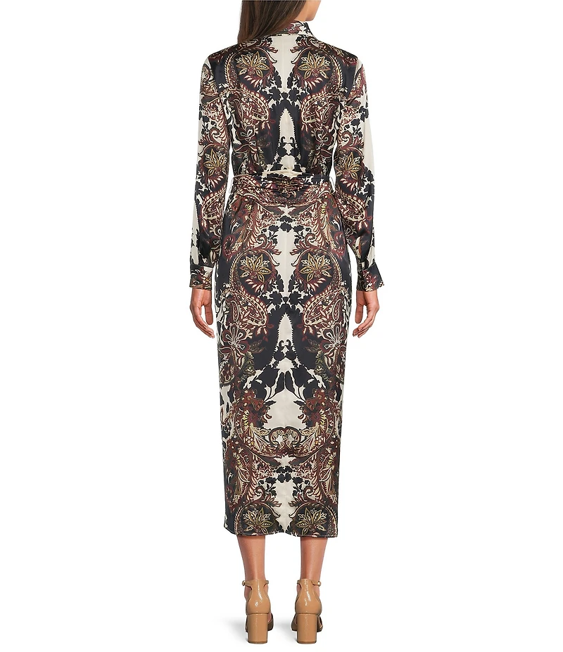 Alex Marie Adriana Collared Tie Waist Midi Dress