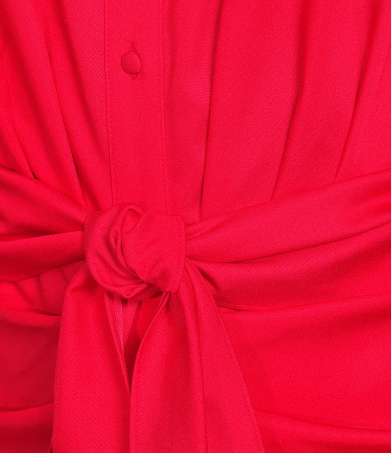 Alex Marie Adriana Long Sleeve Collared Tie Waist Maxi Dress