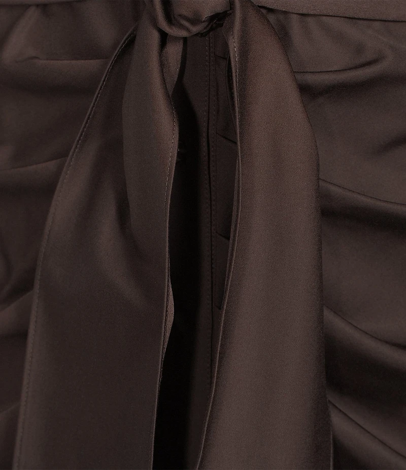 Alex Marie Adriana Long Sleeve Collared Tie Waist Maxi Dress