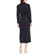 Alex Marie Adriana Long Sleeve Collared Tie Waist Maxi Dress