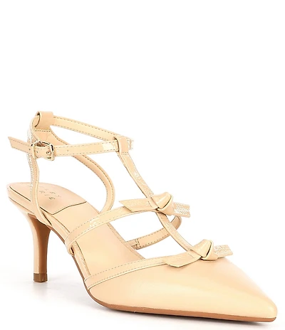 Alex Marie Ainsley Leather T-Strap Bow Pumps