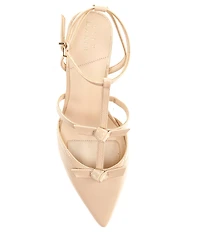 Alex Marie Ainsley Leather T-Strap Bow Pumps