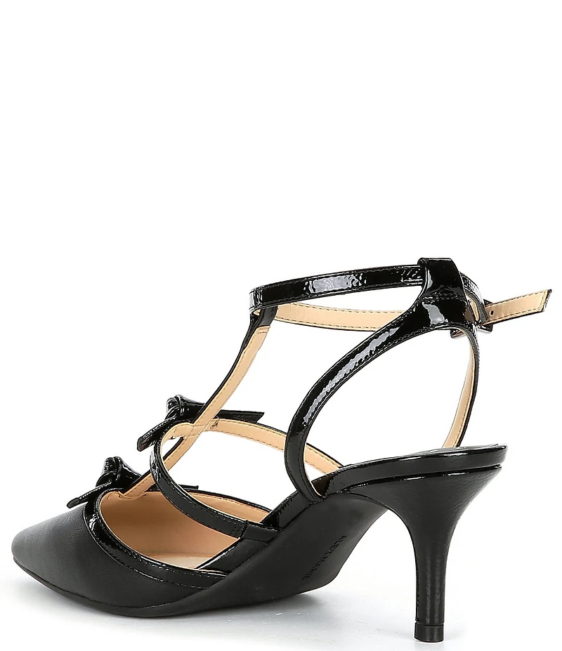 Alex Marie Ainsley Leather T-Strap Bow Pumps
