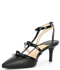 Alex Marie Ainsley Leather T-Strap Bow Pumps