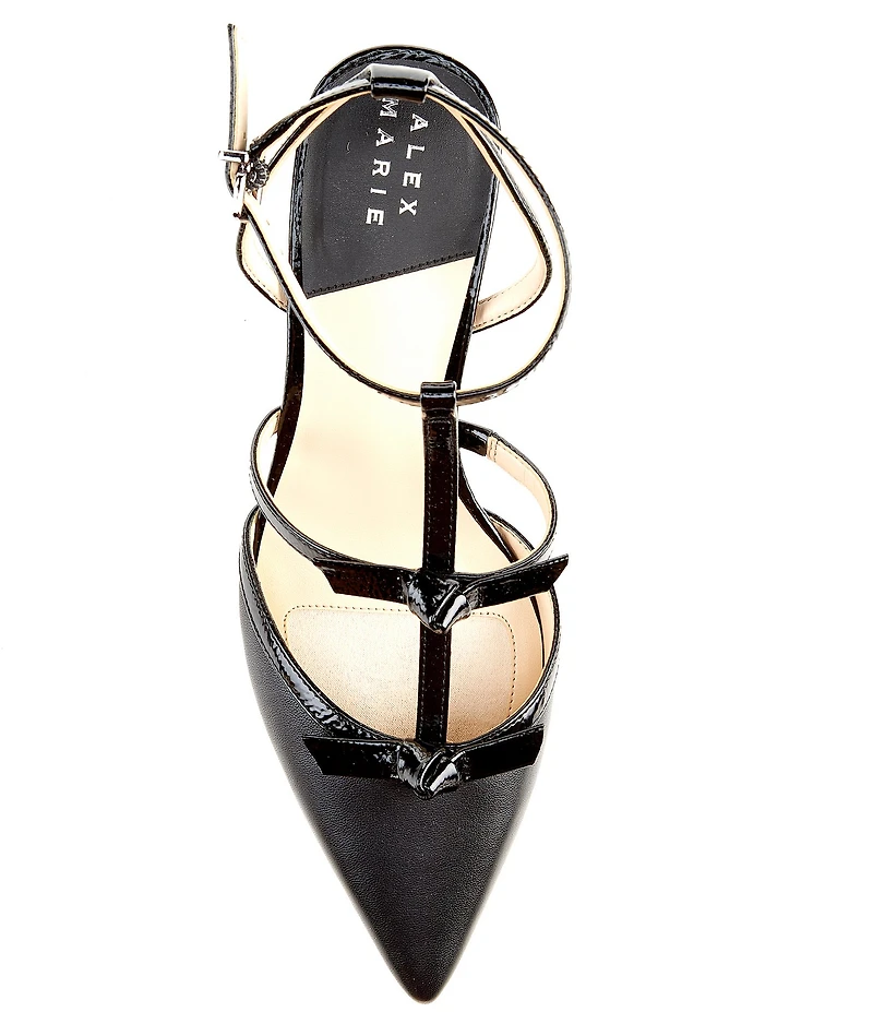 Alex Marie Ainsley Leather T-Strap Bow Pumps