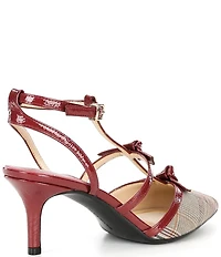 Alex Marie Ainsley Plaid Print T-Strap Bow Detail Pumps