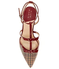 Alex Marie Ainsley Plaid Print T-Strap Bow Detail Pumps