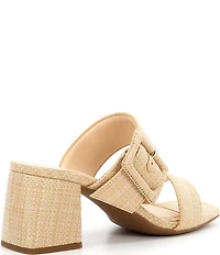 Alex Marie Alayne Raffia Big Buckle Ornament Banded Slide Sandals