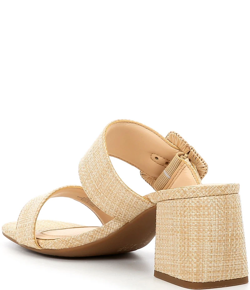 Alex Marie Alayne Raffia Big Buckle Ornament Banded Slide Sandals
