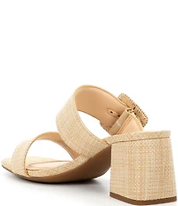Alex Marie Alayne Raffia Big Buckle Ornament Banded Slide Sandals
